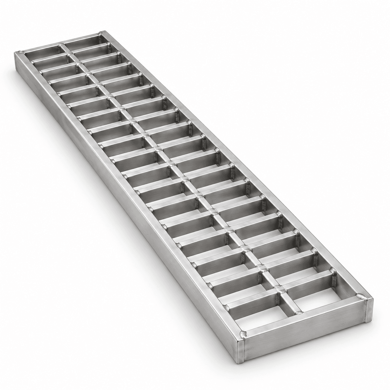 Product photo of 8" × 1.5" × 24" Stainless Steel Trench Grate
