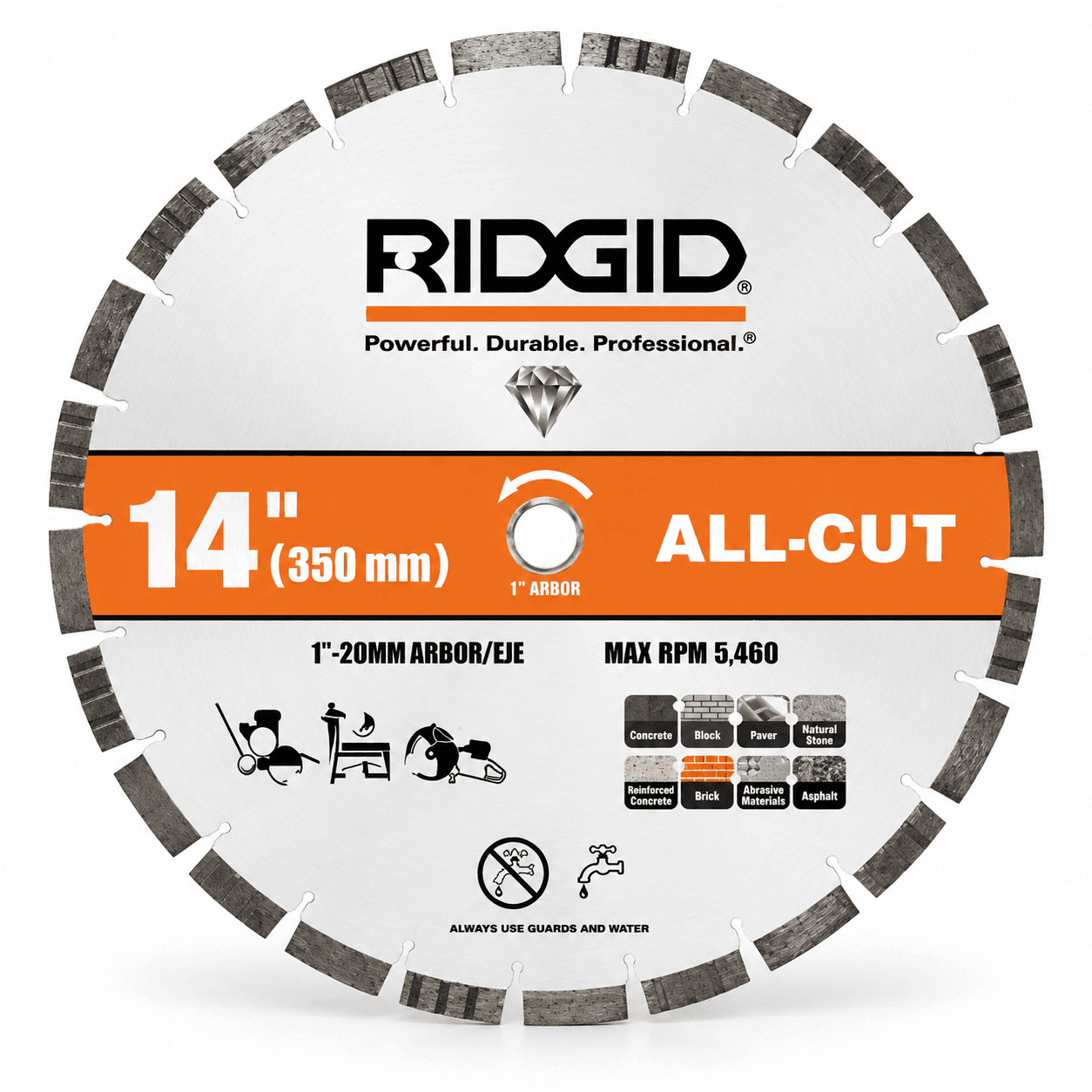 Product photo of RIDGID 14 in. All-Cut Segmented Rim Diamond Saw Blade